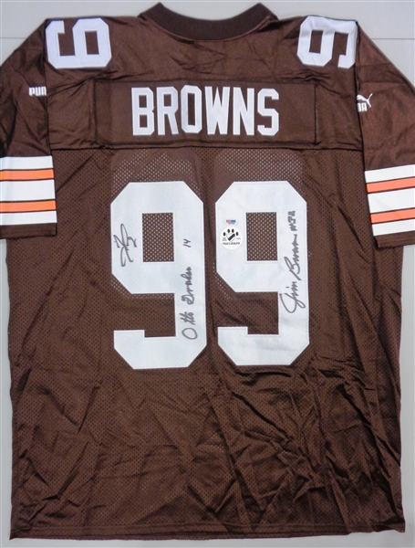 Jim Brown, Otto Graham and Tim Couch Autographed Browns Custom Jersey
