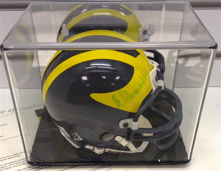 Bo Schembechler Autographed Mini Helmet w/ Cube