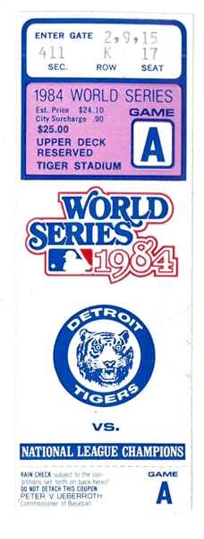 1984 Detroit Tigers World Series Ticket
