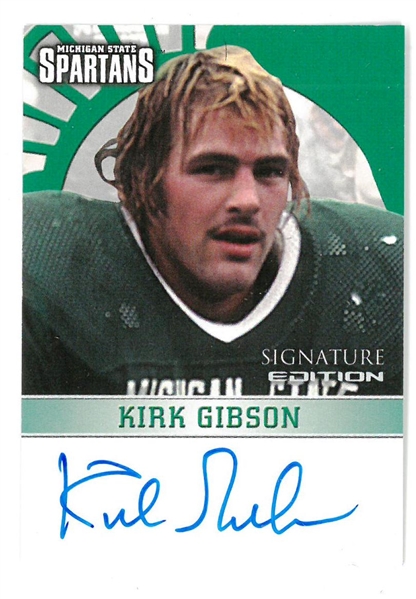 Kirk Gibson Autographed MSU Football Card