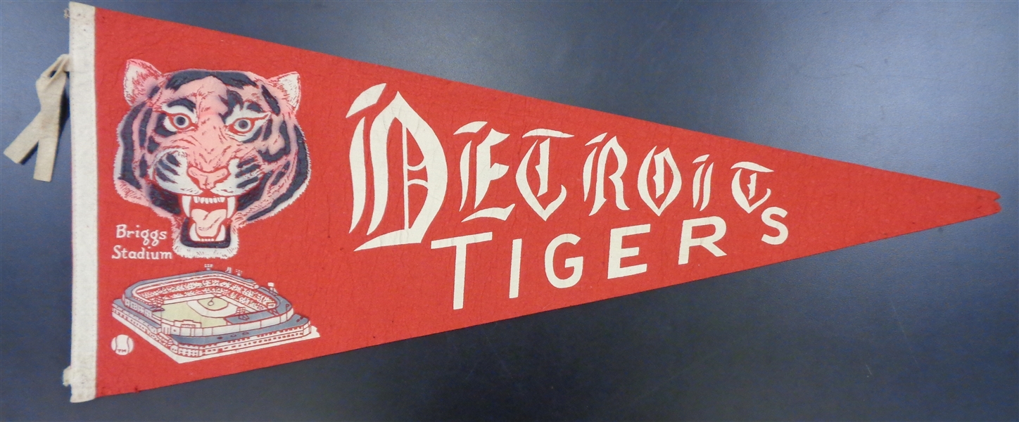 Detroit Tigers 1950s Red Briggs Stadium Pennant