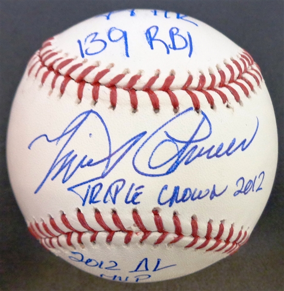 Miguel Cabrera Autographed Triple Crown Stat Baseball