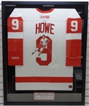 Gordie Howe Autographed Framed Hand Painted Jersey - Pick up Only