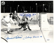 Maurice Richard/Red Kelly/Johnny Bower 8x10 Signed Photo