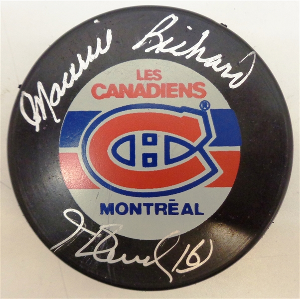 Maurice & Henri Richard Autographed Canadiens Puck