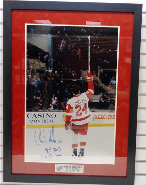 Chris Chelios Autographed Framed 30x40 Photo - Pick up Only
