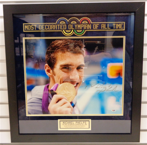 Michael Phelps Autographed & Framed 16x20 Photo