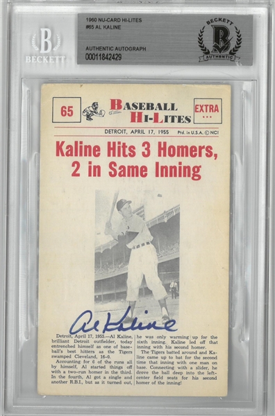 Al Kaline Autographed 1960 Nu-Card Hi-Lites