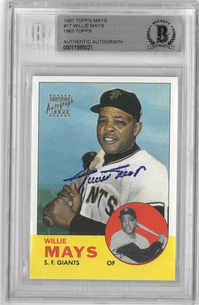 Willie Mays Autographed 1997 Topps 63 Reprint