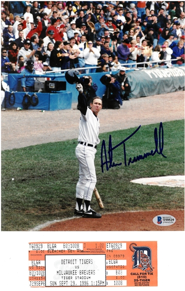 Alan Trammell Autographed 8x10 Photo & His Last Game Ticket