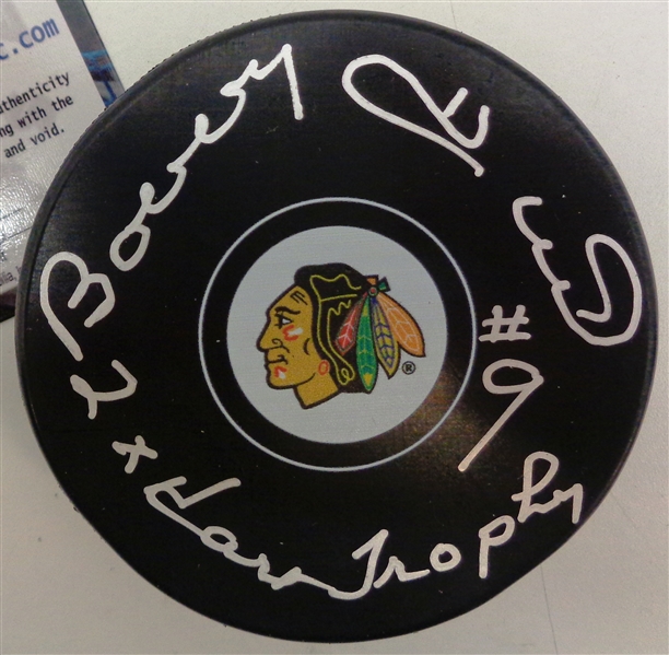 Bobby Hull Autographed Puck w/ 2X Hart