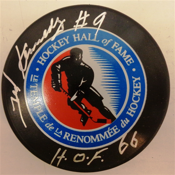 Ted Kennedy Autographed HOF Logo Puck w/ HOF