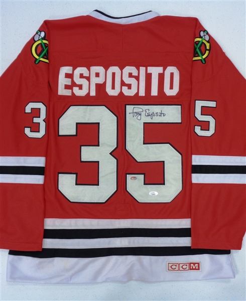 Tony Esposito Autographed Blackhawks Jersey