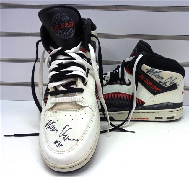 Hakeem Olajuwon Game Used Autographed L.A. Gear Shoes