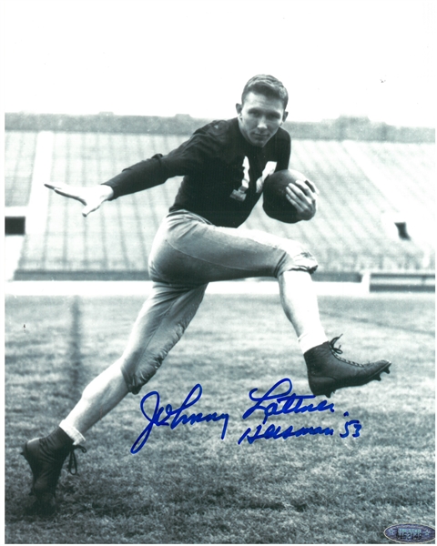 Johnny Lattner Autographed 8x10 - 1953 Heisman