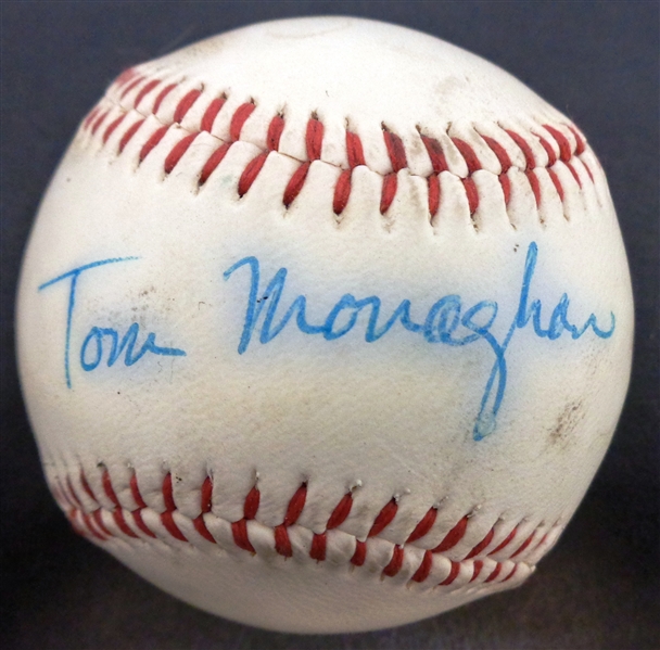 Tom Monaghan Autographed Baseball