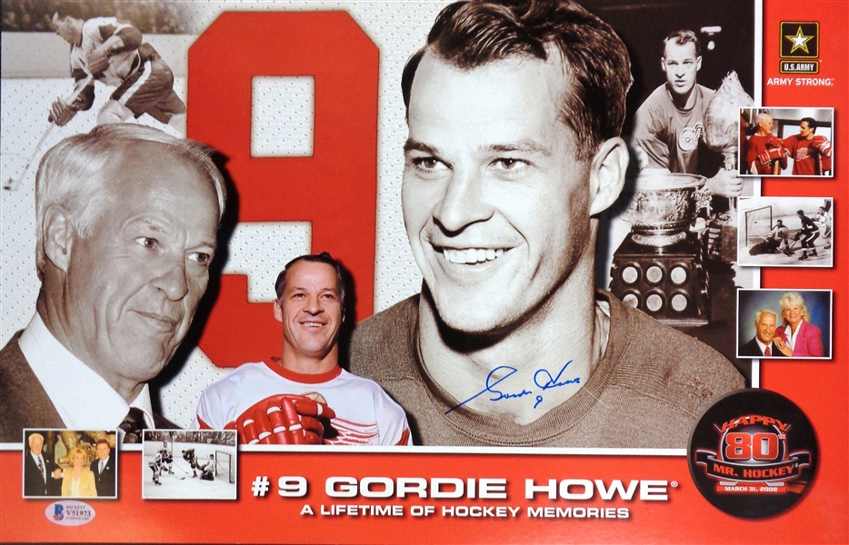 Gordie Howe Autographed 11x17 80th Birthday