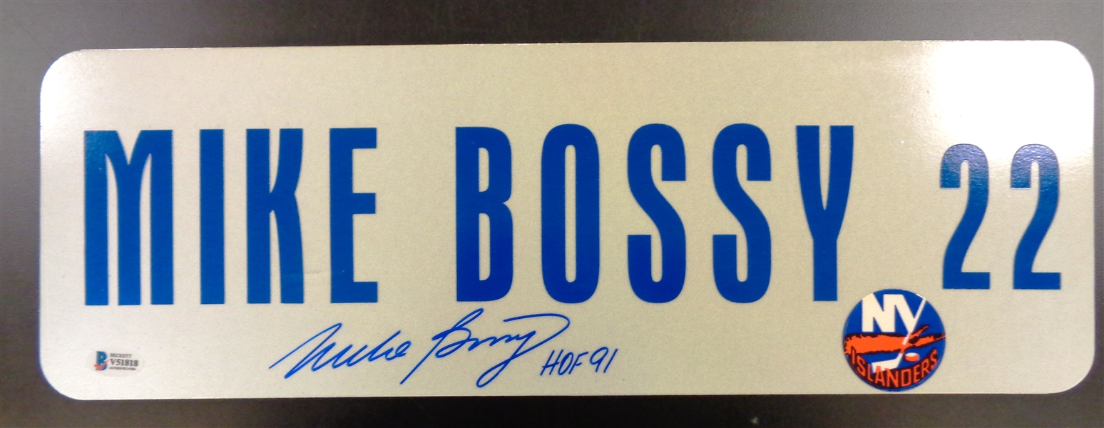 Mike Bossy Autographed 6x18 Metal Street Sign