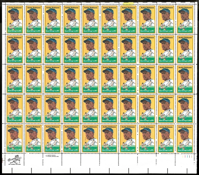 Jackie Robinson Stamp Sheet of 50