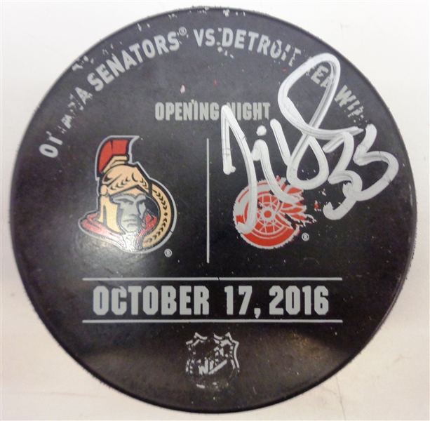 Jimmy Howard Autographed Practice Used Final Opening Night @ JLA Puck
