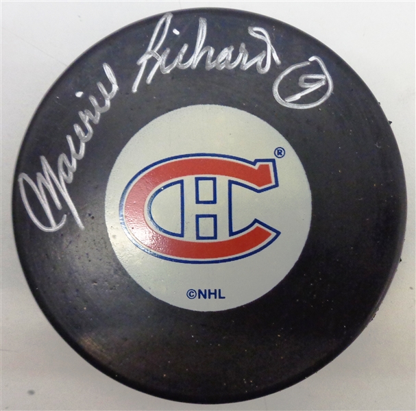 Maurice & Henri Richard Autographed Canadiens Puck w/ #9