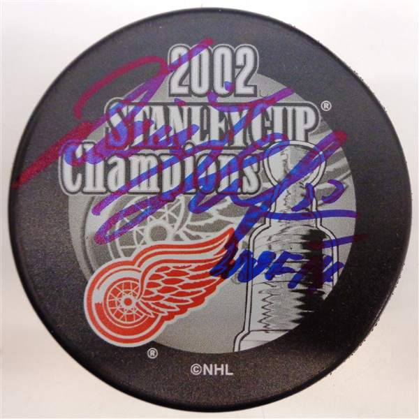 Dominik Hasek Autographed 2002 Stanley Cup Puck w/ HOF