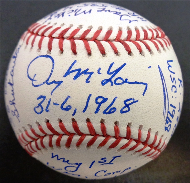 Denny McLain Autographed Fully Inscribed Stat Baseball