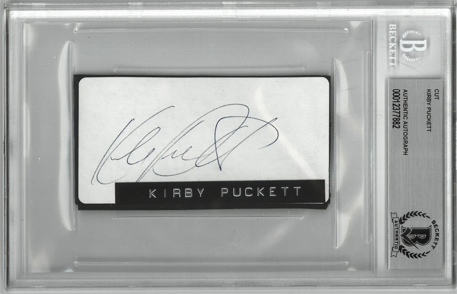 Kirby Puckett Autographed 2x4 Cut