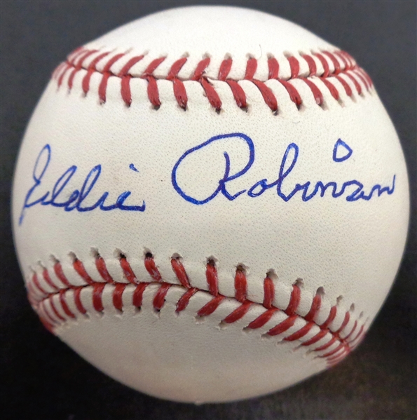 Eddie Robinson Autographed Baseball