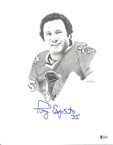 Tony Esposito Autographed One of a Kind 11x14 Pencil Drawing