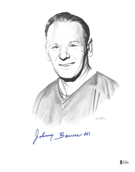 Johnny Bower Autographed One of a Kind 11x14 Pencil Drawing