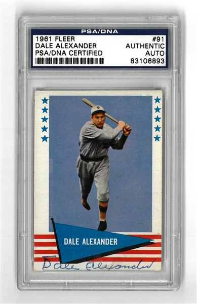 Dale Alexander Autographed 1961 Fleer