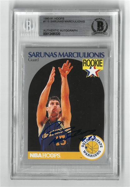 Sarunus Marciulionis Autographed 1990/91 Hoops Rookie Card