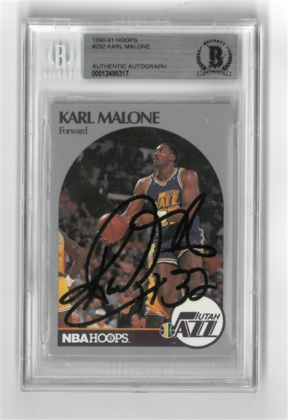 Karl Malone Autographed 1990/91 Hoops