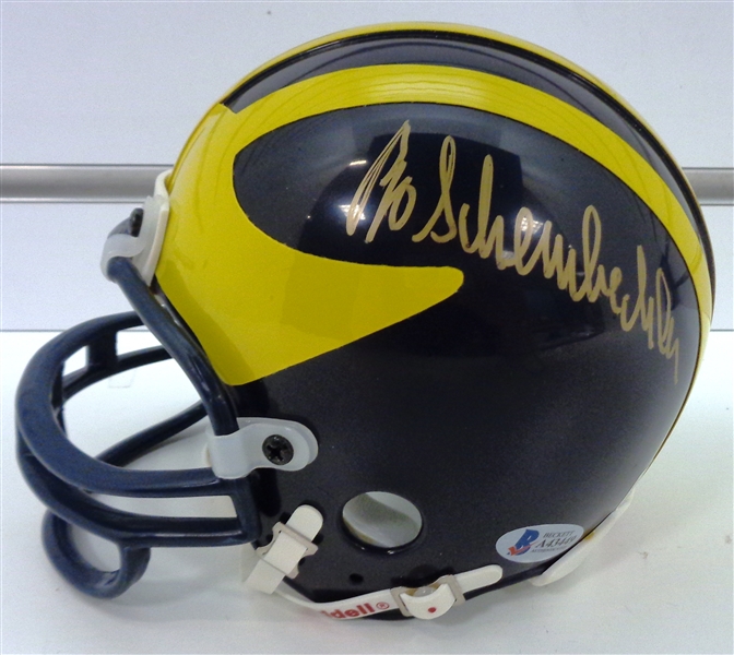 Bo Schembechler & Lloyd Carr Autographed Mini Helmet