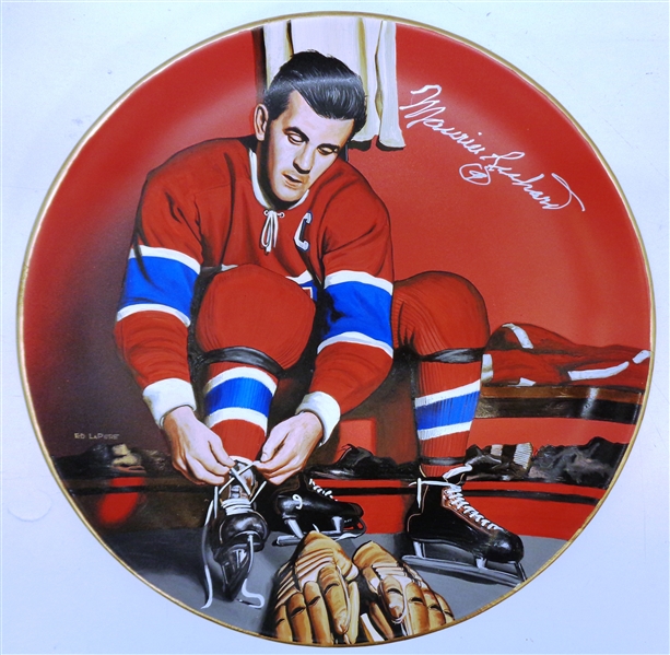 Maurice Richard Autographed Hand Painted 10" Plate