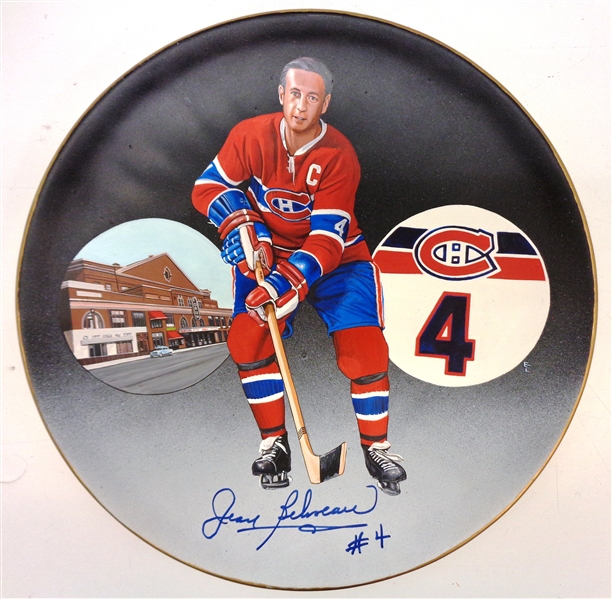 Jean Beliveau Autographed Hand Painted 10" Plate