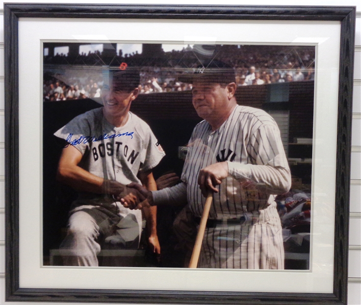 Lot Detail Ted Williams Autographed Framed Photo With Babe Ruth