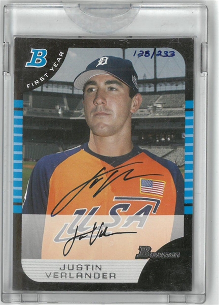 Justin Verlander Autographed 2006 Bowman Sterling 128/233