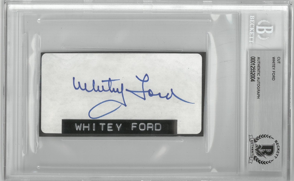 Whitey Ford Autographed 2x4 Cut