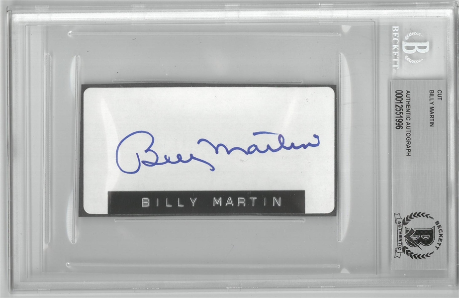 Billy Martin Autographed 2x4 Cut