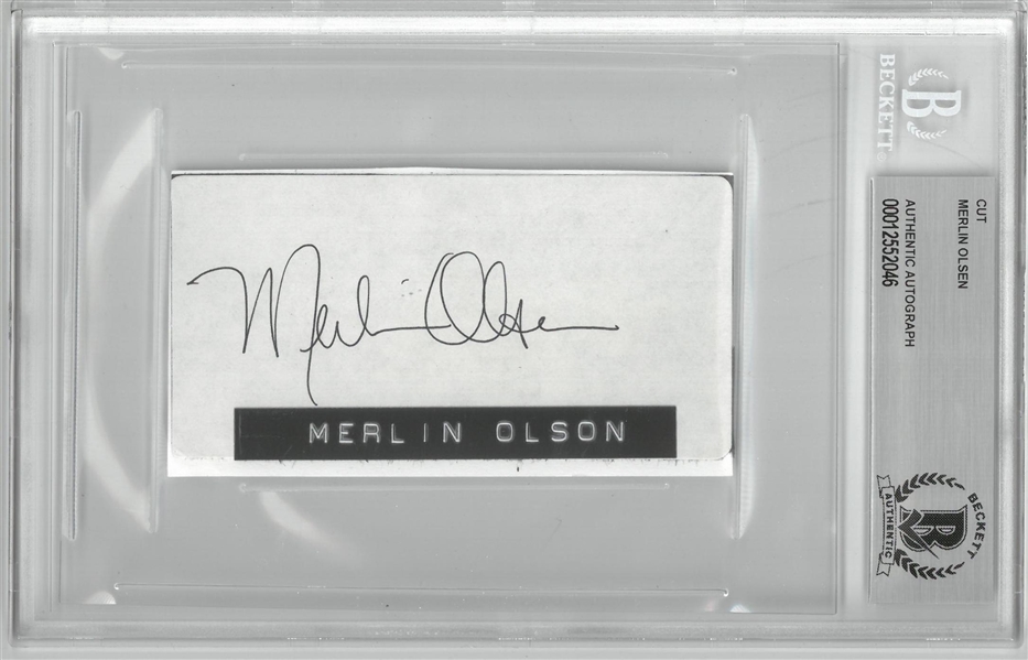 Merlin Olsen Autographed 2x4 Cut