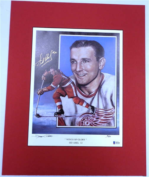 Sid Abel Autographed Matted 11x14 Litho