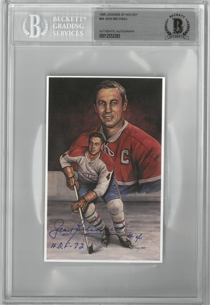 Jean Beliveau Autographed Legends of Hockey Card