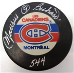 Maurice Richard Autographed Canadiens Puck w/ 544