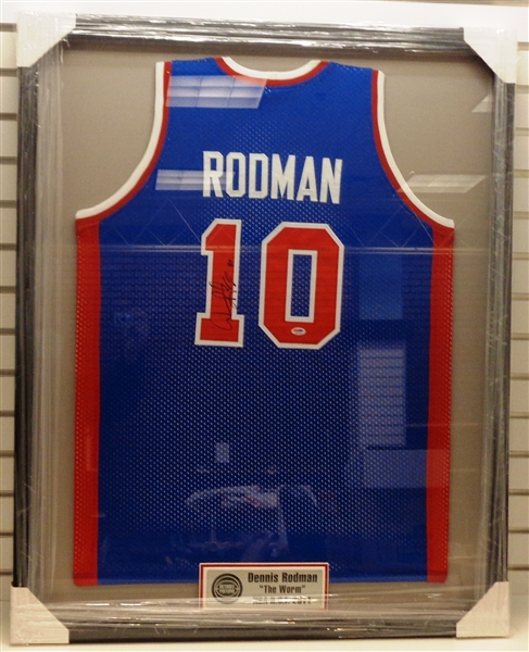 Dennis Rodman Autographed Framed Jersey (Pick Up Only)