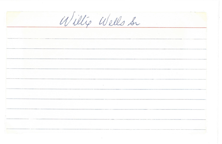 Willie Wells Autographed 3x5 Index Card (HOF 1997)