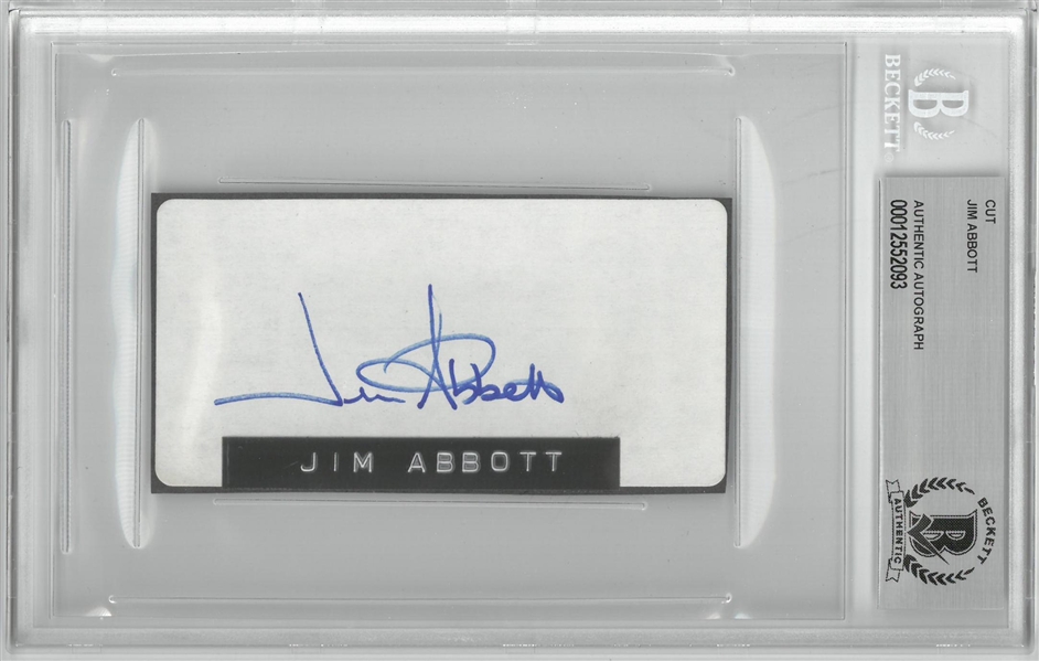 Jim Abbott Autographed 2x4 Cut