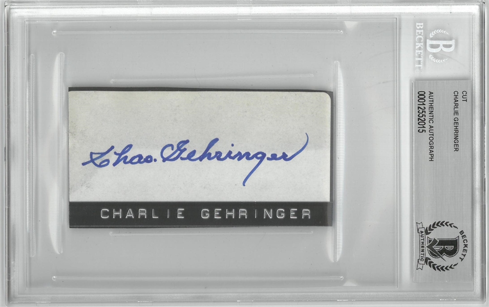 Charlie Gehringer Autographed 2x4 Cut