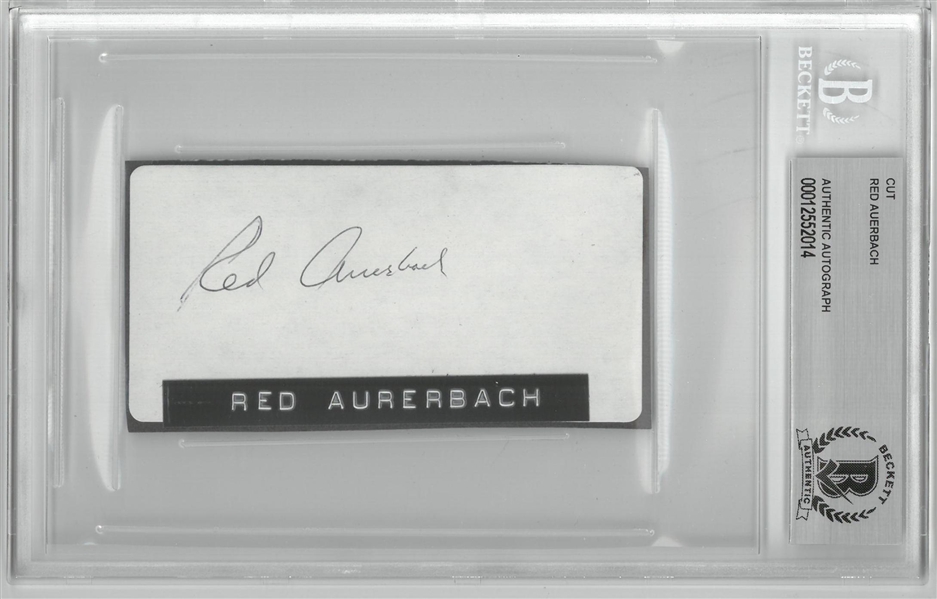 Red Auerbach Autographed 2x4 Cut